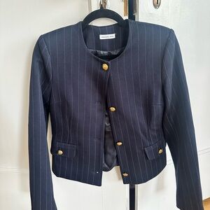 DESIGNERS REMIX Navy Pinstripe Cropped Blazer